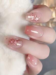 Step Into The World Of Convenience 1 Sheet 14 Tips Medium Sized Artificial Natural Nails Sticker Shimmering Sky Nail Wraps For Style Changers