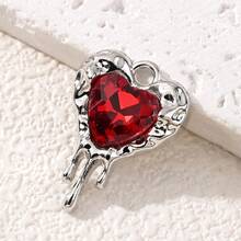 5/10pcs Gothic Style Liquid Heart Zinc Alloy Pendant, Handmade Gift For Valentine's Day, Birthday, Suitable For DIY Jewelry Making, Necklace, Bracelet, Earring, Bag Chain, Keychain, Zipper Decor - Multicolor - View 9