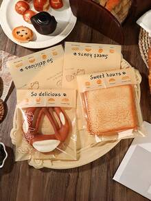 100pcs Pack English Style Baking Bags - Semi-Transparent Self-Adhesive Bags, Suitable For Bread And Toast, Reusable Kraft Paper Bags With Window, Individually Packaged, Ideal Packaging For Gifts, Pastries, Snacks And Baked Goods. - Multicolor - View 3