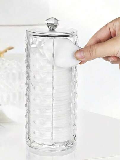 一套3个菱形图案化妆刷收纳架，透明亚克力化妆品收纳分隔架，带盖浴室罐展示架，化妆间装饰