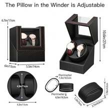 Automatic Double Watch Winder Display Box Rotator Watches Display Case Organizer - Black - View 8