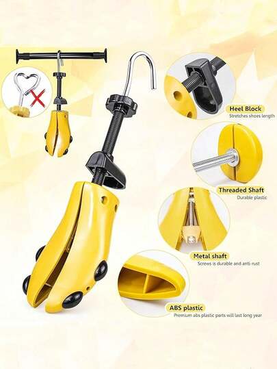 QKC 1pc Unisex Adjustable Shoe Stretcher, Made Of Plastic With Rubber Anti-Slip Pad, Suitable For Sports Shoes, Leather Shoes, High Heels And Other Shoes Widener And Lengthener