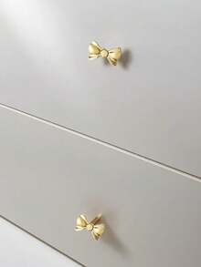 5个欧式奢华蝴蝶结橱柜拉手，适用于厨房橱柜、衣柜、抽屉、鞋柜、玄关柜、卧室柜，优质五金配件，实心黄铜拉手，含螺丝 - 彩色 - 查看 5