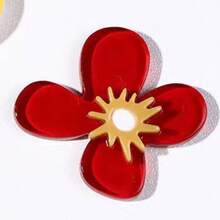 Hebilla de zapato Pop Garden, moda de nicho, flor de zapato 3D, zapatos con agujeros de flores coloridas, accesorios cruzados, DIY desmontable - Flor roja de estilo pop art con corazón amarillo - Pegado en la hebilla del zapato - Ver 12