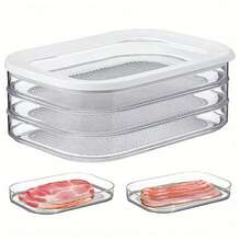 Stackable Refrigerator Food Storage Container (With Lid), Suitable For Storing Cooked Food, Bacon And Luncheon Meat, Suitable For Storing Cold Cuts, Sausages, Cooked Meat And Ready-To-Eat Meals, Also Suitable For Food Refrigeration And Freezing. - Multicolor - View 5
