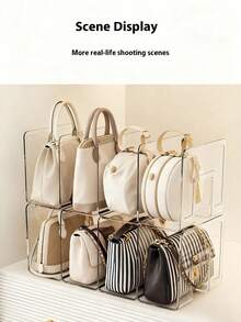 Transparent Wardrobe Storage Bag With Handles, Removable Shelves, Suitable For Bedroom, Bathroom, Office, Practical Book Shelf L-Shaped Storage Rack, Space-Saving, Can Be Used As Car Storage Box, Drawer Organizer. Transparent 4-Grid Storage Box Suitable For Small Handbags, Also Suitable For Wardrobe Storage Of Clothes, Sweaters, Socks, Pants, Jeans, Underwear, Etc. - Clear - View 5