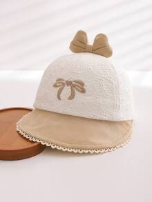 1pc Baby Sun Hat, Thin Fabric, Princess Style, Suitable For Outdoor, Fits 6-24 Months, Spring/Autumn - Bow-tie Wide-brimmed Hat - View 12