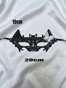 1pc Women & Girls Lace Butterfly Masquerade Half Face Mask, White Lace Mask, Party Mask, Parent-Child, Adult Female Personalized Mask, Masquerade - Black - View 7