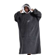 1 chiếc áo khoác có mũ trùm đầu kiêm chăn mặc được, cực dài, kèm túi lớn, unisex, siêu mềm mại và ấm áp, áo nỉ dày dặn có mũ, chăn mặc được sang trọng, đồ ngủ có mũ trùm đầu màu trơn mềm mại với túi lớn, áo hoodie lông cừu trang trí phòng tắm. - Nhiều màu - Xem 25