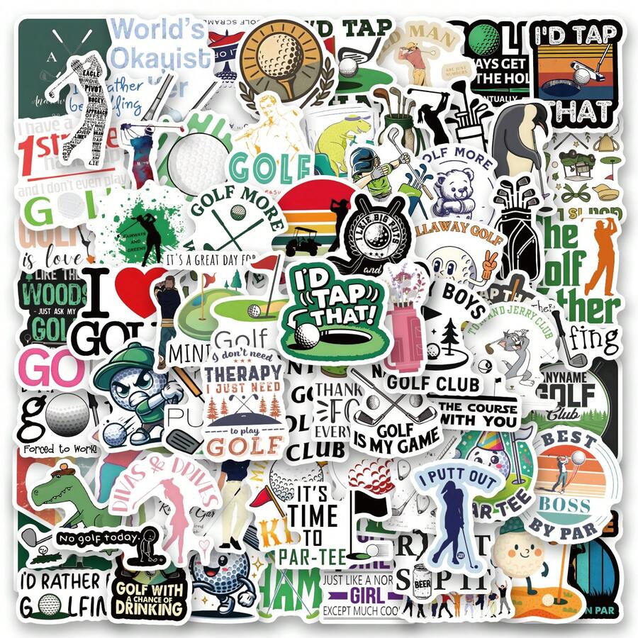 Conjunto de 122 adesivos de golfe perfeitos para decorar seu celular, garrafas de água, álbuns de recortes, diários, carros, laptops e muito mais! Ideais também para sacolas de presente, selos de envelopes, decoração de festas e materiais de escritório. - Multicolorido - Ver 1