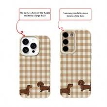 1 ốp lưng điện thoại TPU mềm mại, họa tiết chó Dachshund kẻ caro cổ điển dễ thương, tương thích với iPhone 17 Pro Max/17/16 Pro Max/15/13/12/11, S20 FE/A15/S24/A55, Redmi Note 11/12/13 Pro, ốp bảo vệ toàn thân chống sốc mềm mại. - trắng - Xem 7