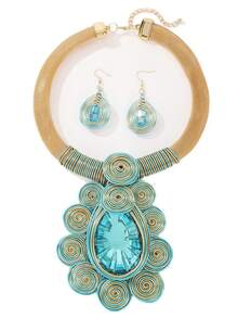 1 Set Handmade Artificial Crystal Jewelry Set, Necklace Set For Women To Wear To Parties, Gatherings, Beach Vacations