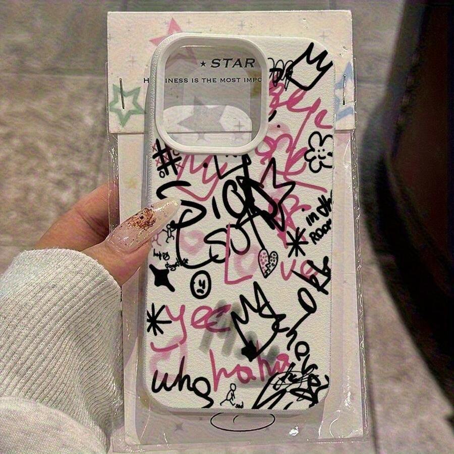 Funda de Teléfono Blanca a Prueba de Golpes con Graffiti de Letras y Patrón de Corazón, Adecuada para Regalos de Navidad y Cumpleaños. Compatible con Samsung Galaxy A02 A03S A04 A05S A06 A13 A14 A15 A16 5G A21S Funda Completa a Prueba de Golpes, A22 A23 A24 A25 A32 A34 A35 A50 A52 A53 - Estilo 1 (1 pieza) - Ver 1
