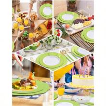 150Pcs Green Plates Disposable - Baroque Green And Gold Plates - 25Guest Plastic Dinnerware Ideal For Party/Spring/Picnic - 綠色和金色 - 查看 5