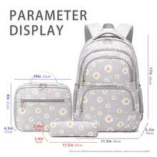 3pcs/Set Cute Daisy Print Backpack Set, Large Capacity Multi-Compartment Design, Zipper Closure, Suitable For Middle/High School Students, Girl, Back To School Gift - A - View 2