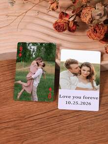 Personalized Custom Photo & Text Playing Cards, Valentine's Day Gift, Custom Couple Photo Poker Set, Romantic Valentine's Present, Custom Name Date Playing Cards, Entertainment Accessory, Multi-Functional, Highly Decorative, Reusable, Exquisite & Stylish, High-Quality, Colorful, Modern, Customizable, Personalized, Unique, Ideal Gift For Lover/Partner - Multicolor - View 19