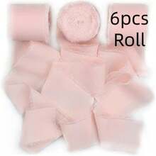 1/3 cuộn ruy băng chiffon tua rua thủ công DIY, kích thước 1,5 inch x 21 yard, thích hợp cho thiệp mời cưới, bó hoa cưới, gói quà, đồ thủ công DIY, làm nơ, trang trí tiệc. - Hồng - Xem 9