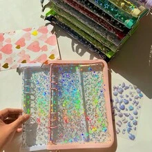 A5 Colorful Star-Shaped Zipper Binder, Can Be Used As File Folder, Stamp Book, Sticker Book, Pencil Case, Also Suitable For Photo Album, Savings Plan, Diary, File Organization, Budget Binder, Planner, Planner Inserts, Made Of PVC Material - Multicolor - View 7