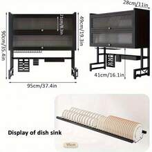 Over The Sink Dish Drainer Drying Rack 4 Tiers With Cover, Keep Kitchen Sink Shlef Organized Space- Saving Dish Drying Rack, Large Drying Rack For Dishes, Glasses, Bowls, Cutlery - Black - View 8