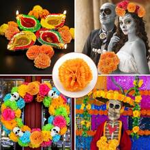 Tendencia100p Flor De Cempasuchil Artificial Decoracion Dia De MuertoCalidad premium - Verde - Ver 7