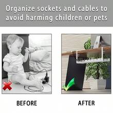 桌下线缆管理托盘 可扩展插座收纳架 电线电源线电源适配器支架 整理器 无需钻孔