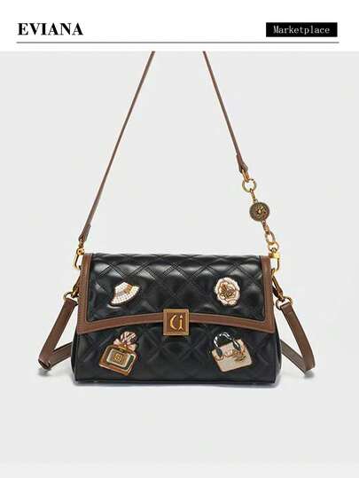 2026 Fashion New Women's Underarm Bag, Luxurious High-Quality Quilted Embroidered Bag, Chic Badge Elegant Shoulder Bag, Versatile Large Capacity Commuter Shoulder/Crossbody Bag