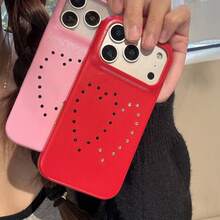 新年氛围可爱蜡皮黑白双心水钻手机壳，适用于 17 Pro Max/16 Pro Max/15 Pro Max/14 Pro/13 手机，女士创意设计手机壳 - 彩色 - 查看 3