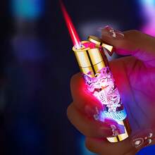 Pink Windproof Butane Lighter Featuring A 3D Dragon Engraving, Perfect For Gifts On Valentine'S Day, Christmas, Or Father'S Day. Fuel Not Included. - 復古火炬打火機 - 查看 5