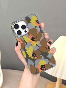 Handyhülle mit abstraktem floralem Camouflage-Muster in Erdtönen (Braun, Grün, Gelb). Von der Natur inspirierte, botanische Ästhetik und einzigartiges Design machen diese beliebte Handyhülle kompatibel mit iPhone 17Promax 17Air 17pro 17 16 15 14 13 12 Plus Pro S25Ultra S25plus S25 S24 S23 plus FE Hülle