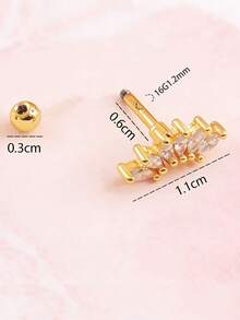 1 Pc Diamond CZ Stone Crown Ear Bone Earrings Piercing Jewelry PIsuitable For Daily Wear - Six Horse Eyes - View 10