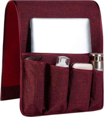 FLYILY Sofa Armrest Organizer Non-Slip Arm Chair Hanging Caddy Remote Control Holder For Magazine,Tablet, Phone, Books, Glasses(PurpleFlower,13in)