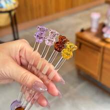 Bear Long Glass Spoon Coffee Spoon High Borosilicate Glass Spoon Dessert Spoons Glass Teaspoons  Teaspoons Coffee Mixing - 1 - Xem 4