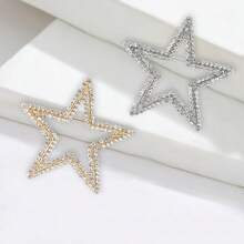 1枚镶钻镂空五角星胸针，优雅镶钻女士百搭配饰别针 - 五角星 - 查看 7