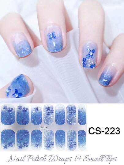 1 Sheet 14pcs Semi-Cured Gel Nail Stickers, Extra Long Nail Polish Stickers, Glossy Gel Sealant, Pink Bomb Nail Supplies