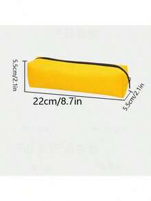 1个极简主义皮革纹理拉链铅笔盒，男女通用化妆刷收纳包，可折叠文具整理盒，返校礼物，包 - 黑色 - 查看 3