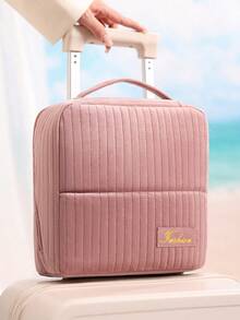 新款大容量灯芯绒竖款化妆包，便携式桌面护肤及化妆工具收纳盒，多层旅行化妆包带刷架，简约风格化妆包，适合宿舍、度假、男女通用（此款有两种不同Logo，随机发货）化妆包 化妆袋 化妆包 洗漱包 旅行必备 邮轮必备 度假必备 男女通用 旅行收纳盒 节日必备 女士礼物 - 彩色 - 查看 6