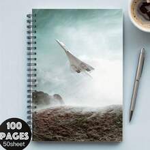 1本航空主题螺旋笔记本 - 大号，50张，100页，优雅的飞机图案封面 - 非常适合飞行员、旅行者、办公人士、学生、日记本 - 航空爱好者的理想礼物，也适合作为学习用品、时尚日记本、装订本、主题文具、日记爱好者、飞机笔记本、飞行员笔记本、符文日记本、国际象棋记谱本、学习用品/笔记本、学校笔记本 - K - 查看 29