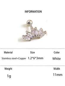 1 Pc Diamond CZ Stone Crown Ear Bone Earrings Piercing Jewelry PIsuitable For Daily Wear - Six Horse Eyes - View 13