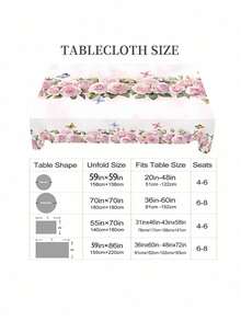 1pc Spring Floral Tablecloth, Pink Rose & Butterfly Pattern Design, Rectangular & Round Tablecloths, Spring Decor, Valentine's Day, Mother's Day, Wedding Season Party Tablecloth, Kitchen Accessory, Room & Outdoor Decor, Ideal Gift - Multicolor - View 3