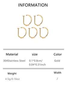 1pc/3pcs/5pcs Stainless Steel D-Shape Fake Nose Ring Jewelry, Piercing Accessory For Men Daily Wear And Parties - Multicolor - View 10