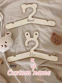 5pcs Personalized Name Baby Hangers - Valentine's Day Gifts For Infants And Children, Customized Wooden Baby Closet Set, Baby Shower Gifts