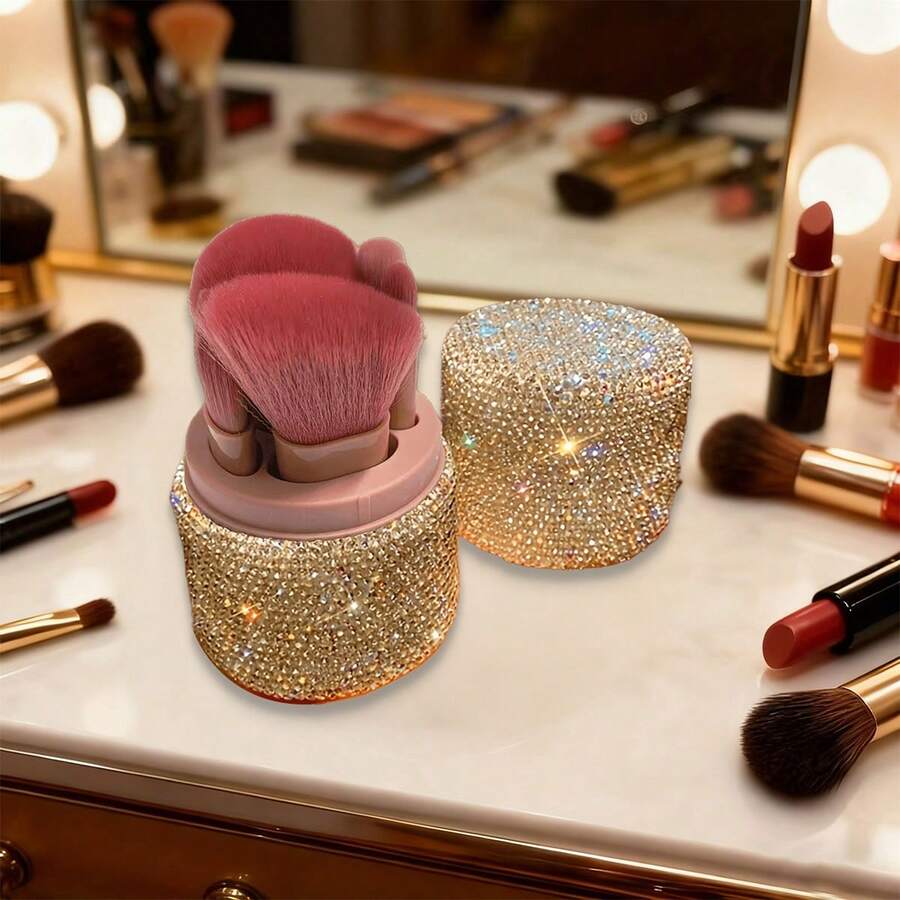 Makeup Brush Set Makeup Organizer Blush Brush Foundation Powder Cosmetics Kit Dustproof Beauty Tool Holder - Silver - View 1