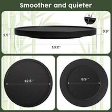 Turntable Vanity Tray 10 Inch For Perfume Candle Bamboo Kitchen Sink Countertop Organizer Keep Glass Sponge And Soap Bathroom Coffee Table Decorative Black VFLZ - 黑色+13.2英寸 x 13.2英寸 x 1.5英寸 - 查看 2