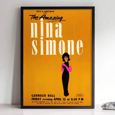 1pc Framless Wall Decor Painting,Nina Simone Jazz Poster - At Carnegie Hall - 1963,Room Decor,Wall Art,Wall Decor,Bathroom Decor