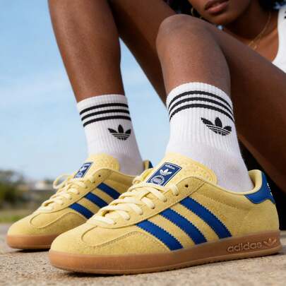 Adidas Originals Men's And Women's Shoes, Classic Casual Shoes, GAZELLE INDOOR, White Lace-Up Commuter Shoes, Rubber Outsole Shoes, JH5406