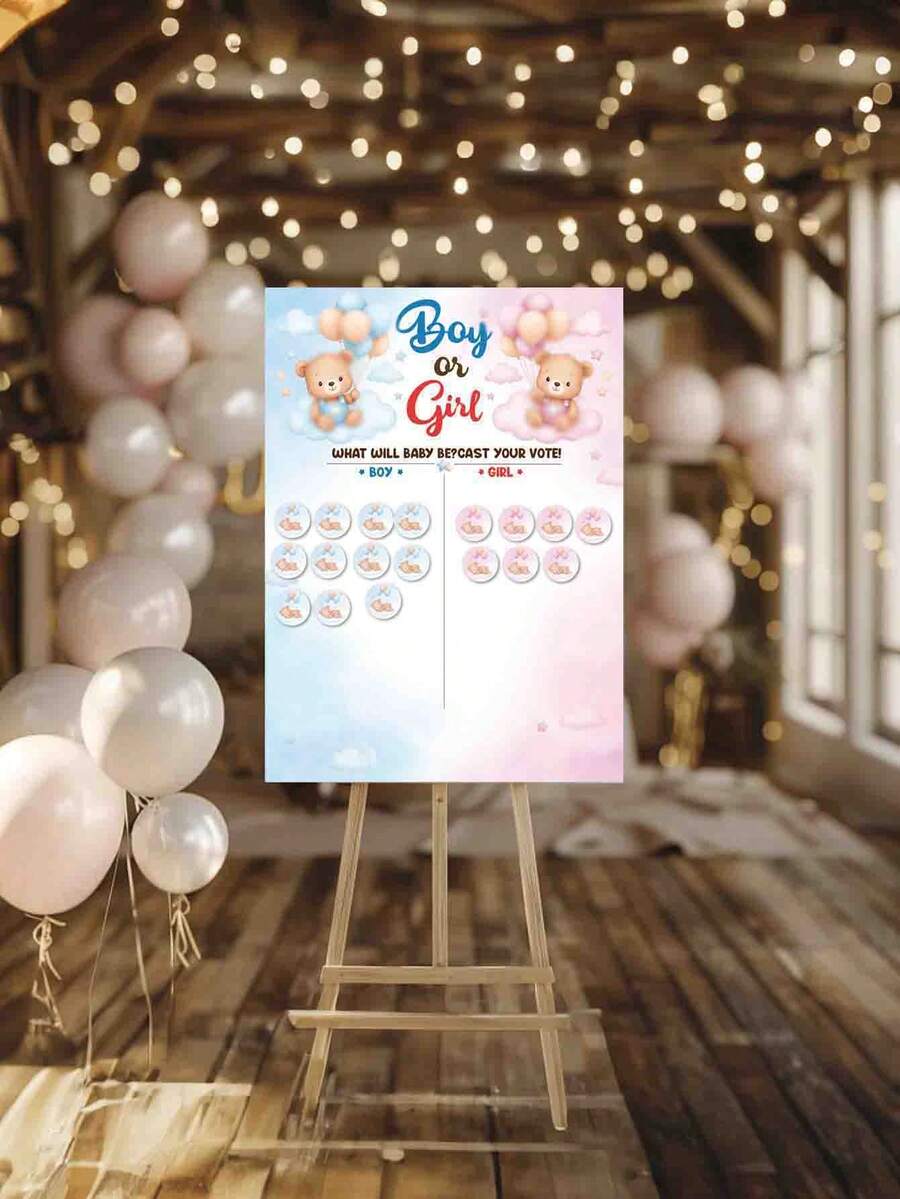Party Game Gender Reveal Poster Shower Supplies Atmosphere Decoration Props For Boys Or Girls Anniversary Gift Party Decoration Happy Birthday Party Wedding Gift Bridal Shower Party Voting Poster - Shape - View 1