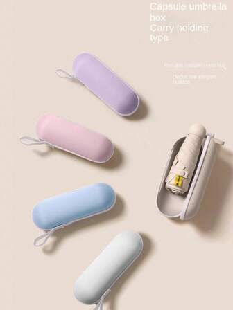 Compact Portable Mini Umbrella -5 Fold, Manual Sunscreen Umbrella - With Umbrella Box, Suitable For All Seasons As A Lightweight Travel Accessory, Solid Color UV Resistant Folding Umbrella, Equipped With 8 Reinforced Ribs, Men's And Women's Casual Lightweight Portable Umbrellas, Travel Essentials | Minimalist Umbrella | Lightweight Umbrella, Portable Umbrella