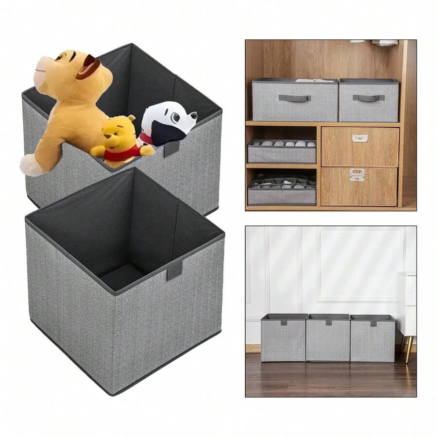 TendenciaCaja Almacenamiento Ropa Organizador Plegable Tela Multiusos Gris Cesta No Tejida Del Almacenamiento Del Juguete Del CuartoCalidad premium - 1 - Ver 1