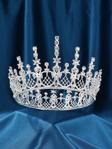 Women's Crystal Queen Crown And Headpiece, Full Round Girls Wedding Headband Hair Accessories, Suitable For Birthday, Pageant, Prom, Bridal Party, Valentine's Day Costume Elegant Gift - Silver - View 4