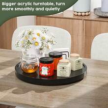 Turntable Vanity Tray 10 Inch For Perfume Candle Bamboo Kitchen Sink Countertop Organizer Keep Glass Sponge And Soap Bathroom Coffee Table Decorative Black VFLZ - 黑色+13.2英寸 x 13.2英寸 x 1.5英寸 - 查看 4
